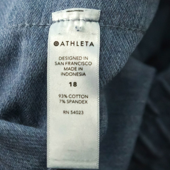 Athleta Size 18 Blue Farallon Heathered Wide Leg Crop Pull On Cotton Knit Pants - Picture 7 of 9